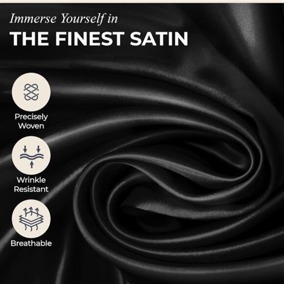 Satin Sheets Queen Size Set 4 Pcs - Silky & Luxuriously Soft Satin Bed Sheets - Picture 4 of 7